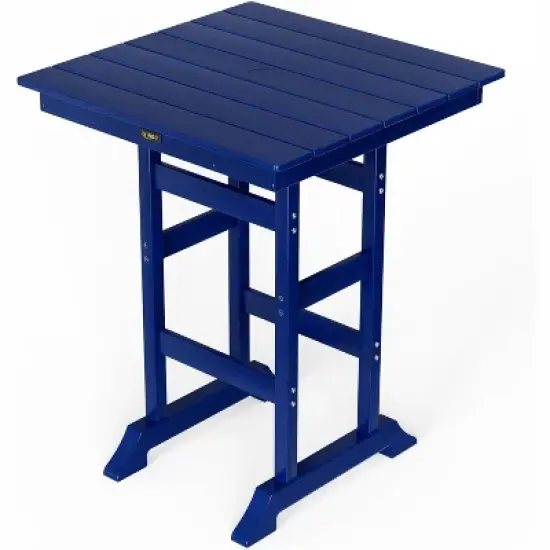 VINGLI 32" Outdoor Bar Table, HDPE Square Patio Bar Height Table with Umbrella Hole All Weather Tall Bistro Table for Patio, Garden, Poolside image {6}