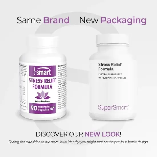 SuperSmart Stress Relief Formula (All-in-1) - 100% Natural - with Passion Flower, Polygala Tenuifolia | Non-GMO & Gluten Free - 90 Vegetarian Capsules image {1}