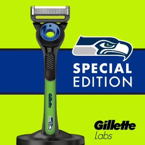 Gillette Labs Men's Special NFL Seahawks Edition Shaving Razor with 4 Refills and Magnetic Stand image {7}