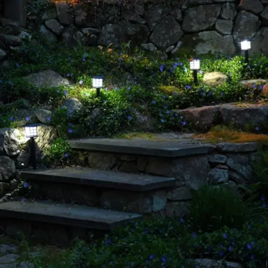 LumaBase Solar-Powered Ground Lights, Black Window - Set of 4 image {2}