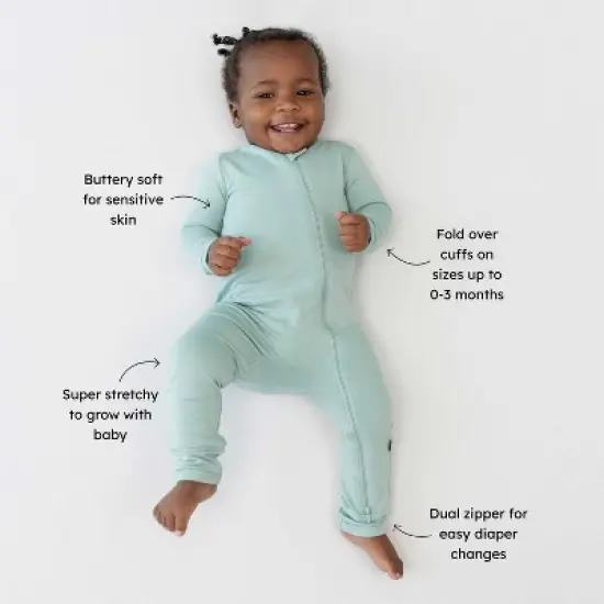 Kyte Baby Zippered Romper in Sage image {2}