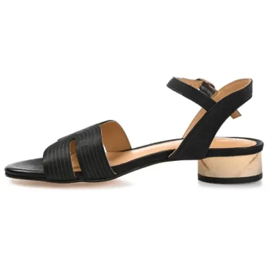 Journee Signature Womens Genuine Leather Starlee Buckle Ankle Strap Sandals image {1}