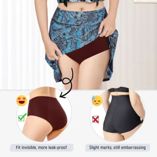 VOXSHE Period Underwear for Women Mild Absorbency Leak-proof Panties for Menstrual Red image {2}