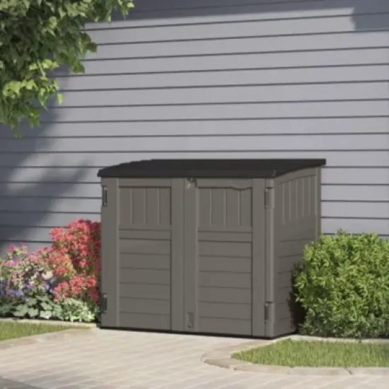 Suncast Outdoor Storage Shed for Backyard and Garden, Horizontal, 4' x 2.5', Stoney Grey - Portable Utility Deck and Cabinet for Tools, Equipment, and image {4}