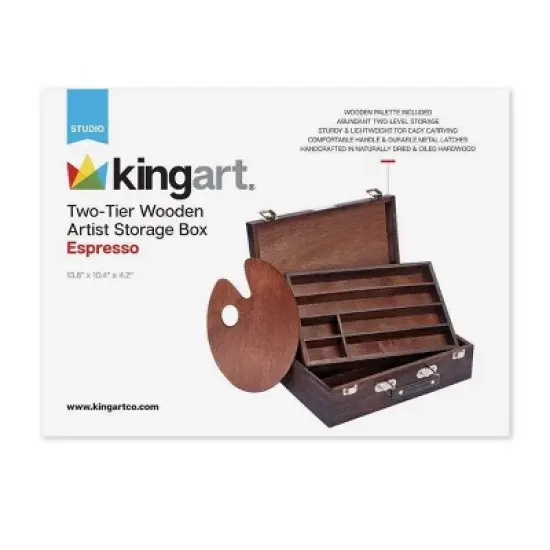 Kingart 2 Tier Wooden Artist Storage Box - Espresso image {3}