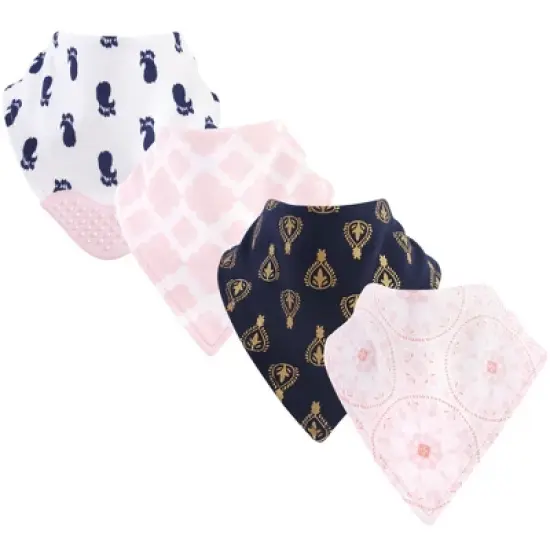 Yoga Sprout Baby Girl Cotton Bandana Bibs 4pk, Navy Moroccan, One Size image {1}