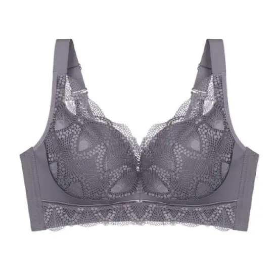 Agnes Orinda Women's Wirefree Comfortable Soft Push-Up Lace Trim Plunge Lingerie Bra image {4}