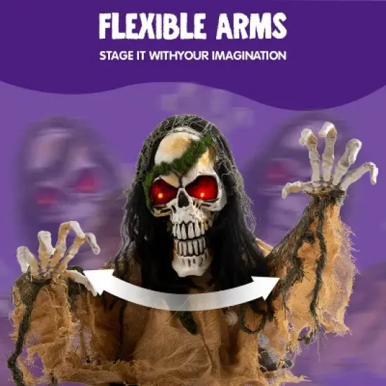 Joyfy Halloween Decoration Light-up Zombie Groundbreaker Prop, Animated Skeleton Zombie with Creepy Sound for Outdoor, Lawn, Yard, Patio Decor image {7}