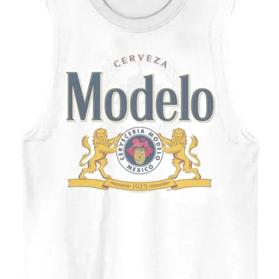 Modelo Lion Logo Crew Neck Sleeveless Men's White Tank Top image {1}
