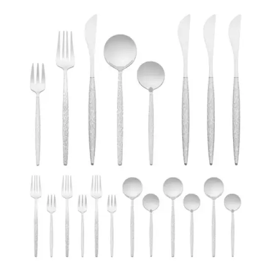 REGALWOVEN 20 Pcs Stainless Steel Mirror Polished Flatware with Knife Spoons and Forks Set, Silverware Set with Grain image {11}