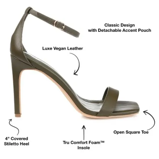 Journee Collection Womens Everton Tru Comfort Foam Open Toe High Stiletto Pumps Olive 9.5 image {7}