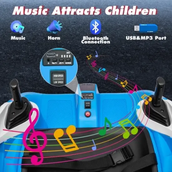 JOYRACER 24V Ride-On Bumper Car w/ Remote, 2&times;100W for Kids Ages 3&ndash;10, 3 Speeds, 360&deg; Spin, High/Low Speed, EVA Tires, Horn/Bluetooth/Music/MP3 image {3}