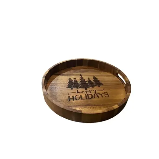 Round 15" Acacia Tray with Engraving image {2}