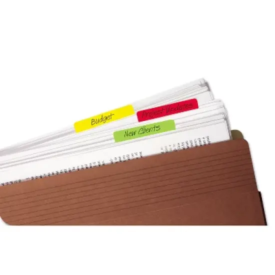 Post-it File Tabs 2 x 1 1/2 Aqua/Lime/Red/Yellow 24/Pack 686ALYR image {3}