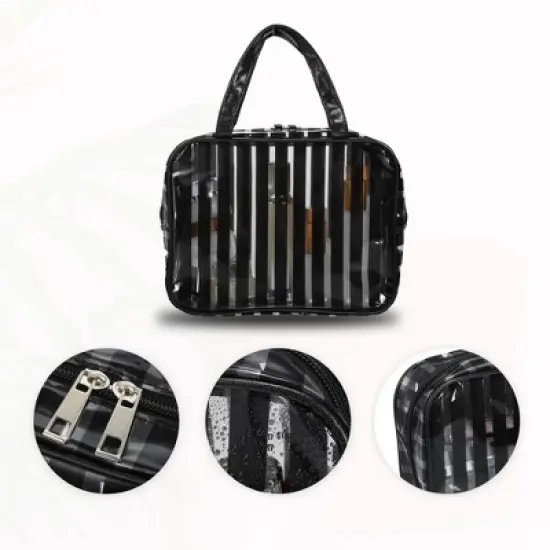 Unique Bargains Large Capacity PVC Clear Zipper Makeup Bag Organizers 1 Pc image {4}