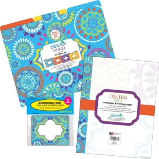 Barker Creek Moroccan Get Organized Set File Folders Multi-Design 107 per Set: Top Tab, Non-Pronged, 50 Sheet Capacity image {4}