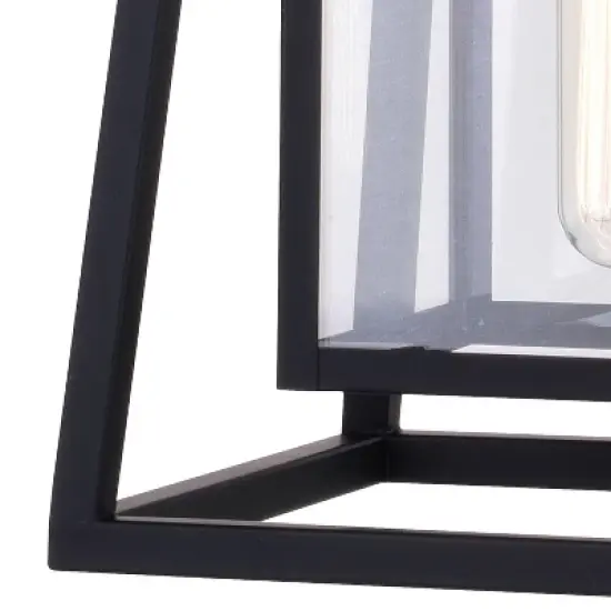 VAXCEL Blackwell Cage Frame 1 Light Black Outdoor Pendant Lantern Clear Glass image {11}