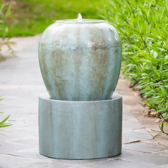 NAYSAYE Fountain Outdoor Cement Urn Water Feature Decorative for Garden Lawn Patio Deck, Blue, 19.3"*19.3"*32.3" image {5}