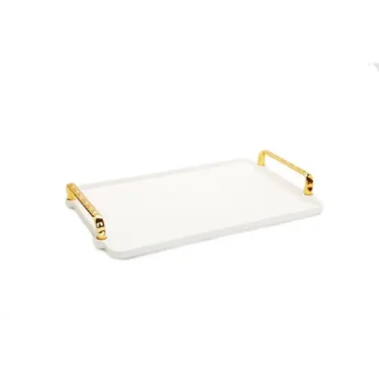 Classic Touch 6 Bowl Serving Dish White Tray and Glass Bowls with Gold Trim - 13.5"L image {2}