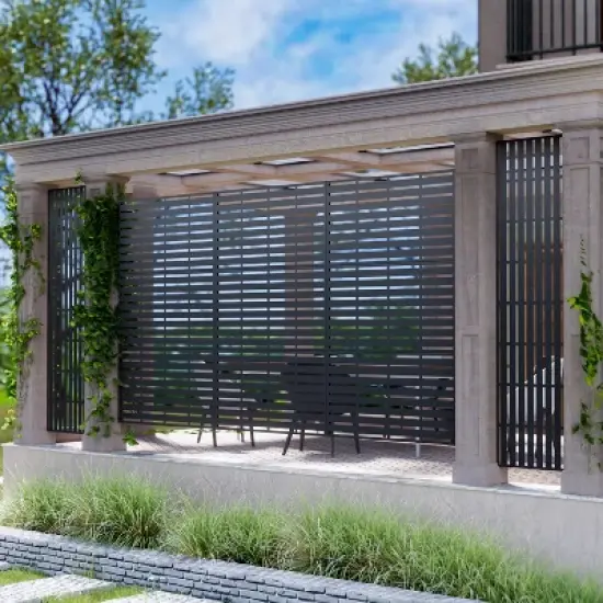 Lirago Garden Privacy Fence 72 in Galvanized Metal Outdoor Screen image {3}