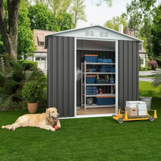 Outdoor Metal Storage Shed,storage Shed With Aluminum Alloy Frame With Metal Base,Tool Shed For Patio Garden Backyard-Coolbibila image {8}