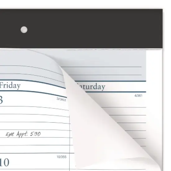Desk Pad, 21.75 x 17, White Sheets, Black Binding, Clear Corners, 12-Month (Jan to Dec): 2026 image {2}