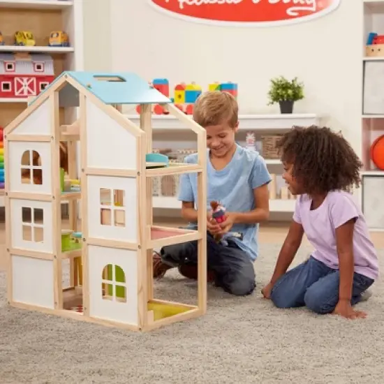 Melissa & Doug Hi-Rise Wooden Dollhouse with Furniture, Garage and Working Elevator image {5}