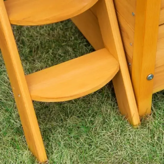 PawHut Outdoor Cat House, 2-Story Shelter for Feral Cats, Wooden Kitten Condo with Asphalt Roof, Stairs, Balcony, 30"x20"x29", Natural image {5}