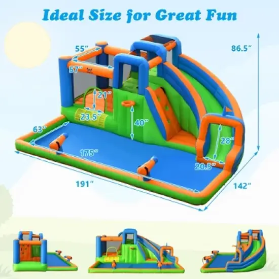Costway Inflatable Water Slide Giant Bounce Castle with Dual Climbing Walls & 750W Blower image {2}