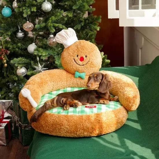 ZEZE Gingerbread Man Hug Pet Sofa Bed-Multicolored image {6}