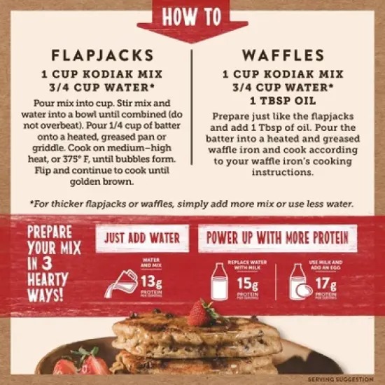 Kodiak Protein-Packed Flapjack & Waffle Mix Chocolate Chip - 18oz image {5}