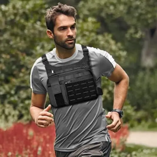 Tactical Chest Bag, Lightweight Running Vest Pack with Phone Holder, Water Resistant Running Chest Backpack for Men Women image {2}