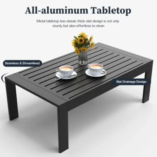 LayinSun 5 Pieces Aluminum Outdoor Patio Furniture Set, Metal Modern Conversation Sofa Set with Coffee Table and Washable Thick Cushions image {7}