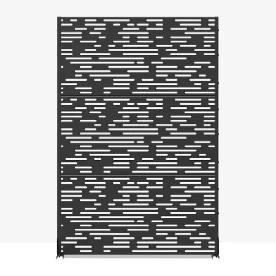 PexFix 72 in. H x 47 in. W Black Outdoor Metal Privacy Screen Wave Pattern image {5}