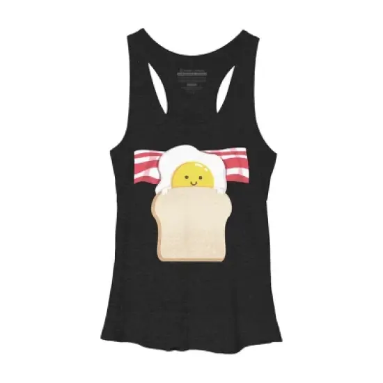 Women's Design By Humans Cute Cartoon Sunny Egg, Toast, Bacon By radiomode Racerback Tank Top image {2}
