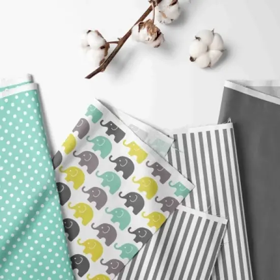 Bacati - Elephants Mint/Yellow/Gray 4 pc Toddler Bedding Set image {7}