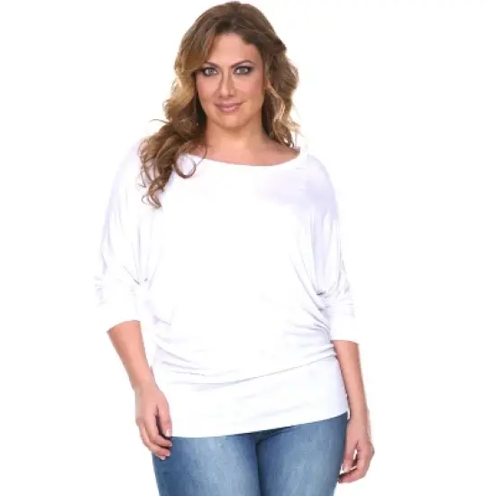 Women's Plus Size Bat Sleeve Tunic Top - White Mark image {7}