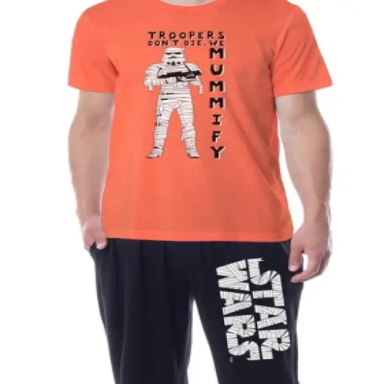 Star Wars Mens' Movie Halloween Mummy Stormtrooper Sleep Pajama Set Orange image {2}