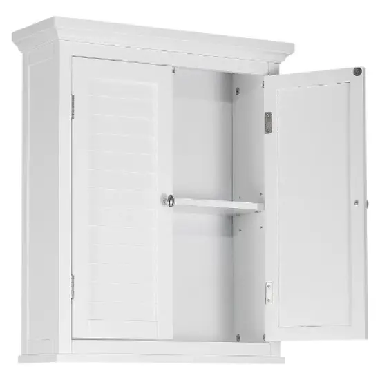 Slone 2 Door Shuttered Wall Cabinet - White - Elegant Home Fashion image {1}