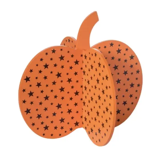 Transpac Large MDF Pumpkin Die Cut Decorative Object for Halloween Tabletop Decor Orange Fall Sculpture Indoor Gift image {1}