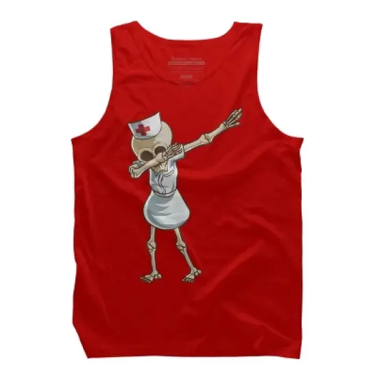 Men's Design By Humans Halloween Dabbing Funny Skeleton Nurse RN Costume Gift By COVI Tank Top image {5}