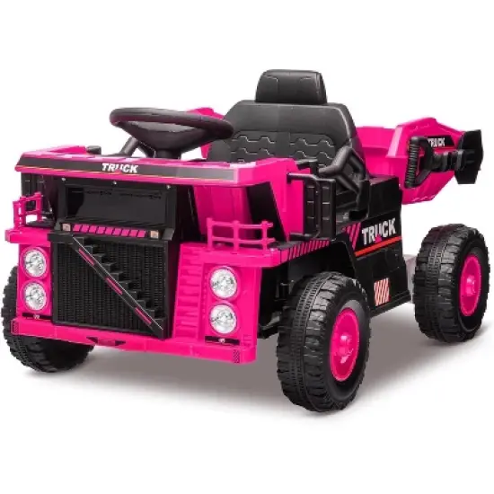 12V Kids Ride-On Dump Truck, RC Electric Construction Vehicle w/Dump Bed & Shovel, 4-Wheel Shock Absorption, for Boys & Girls image {7}