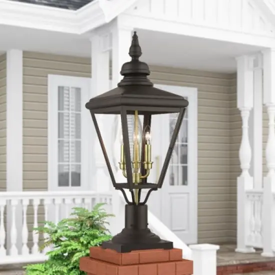 Livex Lighting Adams 3 - Light Post Light in  Bronze/Antique Brass image {1}