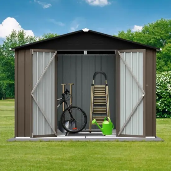 NicBex 8x6 FT Outdoor Storage Shed with 2 Integrated Punched Vents,Metal Outdoor Shed with Apex Roof,Storage Sheds for Garden image {5}