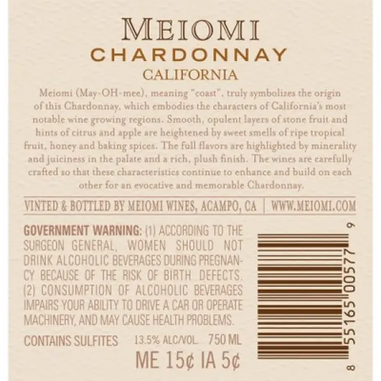 Meiomi Chardonnay White Wine - 750ml Bottle image {12}