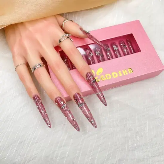 Vynxaria Pink Versatile Press-On Nails for Any Outfit Size M image {2}