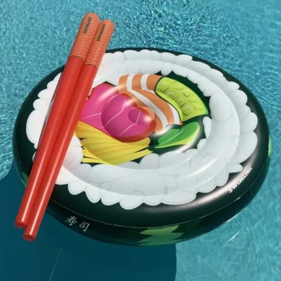 Swim Central 60" Inflatable Sushi Roll Island with Chopsticks Swimming Pool Float image {1}