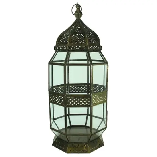 Essential Decor & Beyond 22" Moroccan Metal Hanging Lantern Decorative Accent image {8}