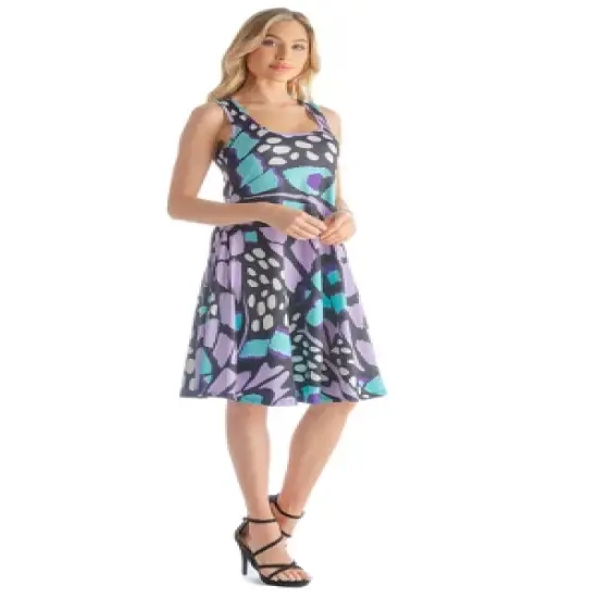 Womens Butterfly Pattern Knee Length Sleeveless Tank Top Dress image {1}