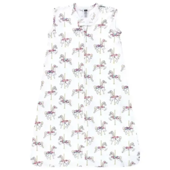 Hudson Baby Infant Girl Cotton Sleeveless Wearable Sleeping Bag, Sack, Blanket, Carousel Horse image {2}